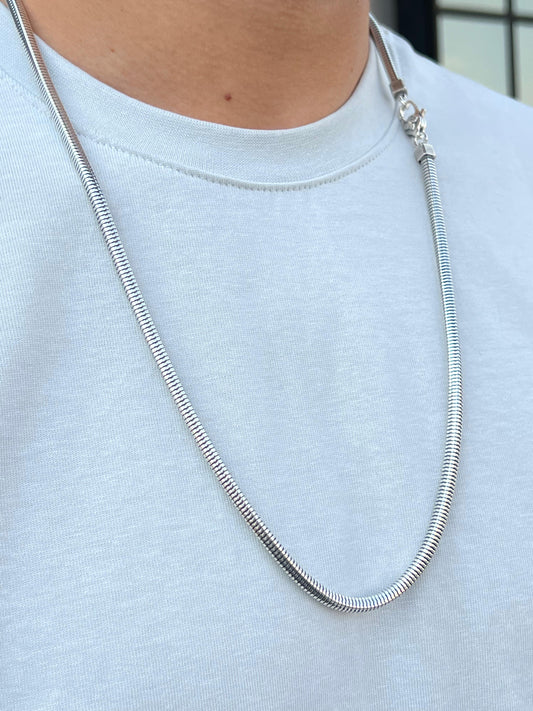 Sleek Cubic Rattail Chain for Men's Sterling Silver 925s-4mm