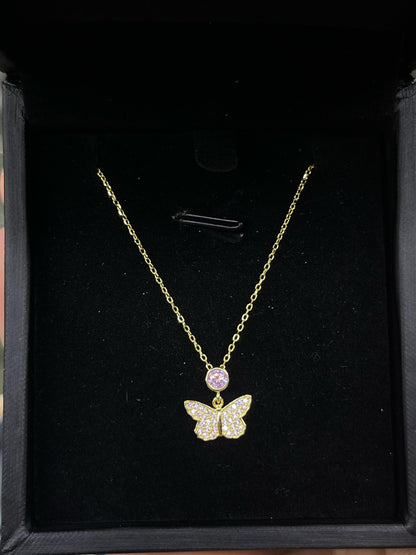 Butterfly Necklace -sterling Silver-925s-Gold plated