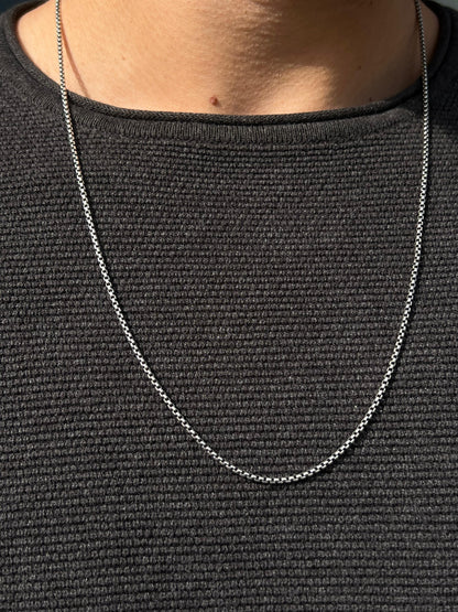 Box Necklace For Men Sterling Silver925-(63cm-2mm)