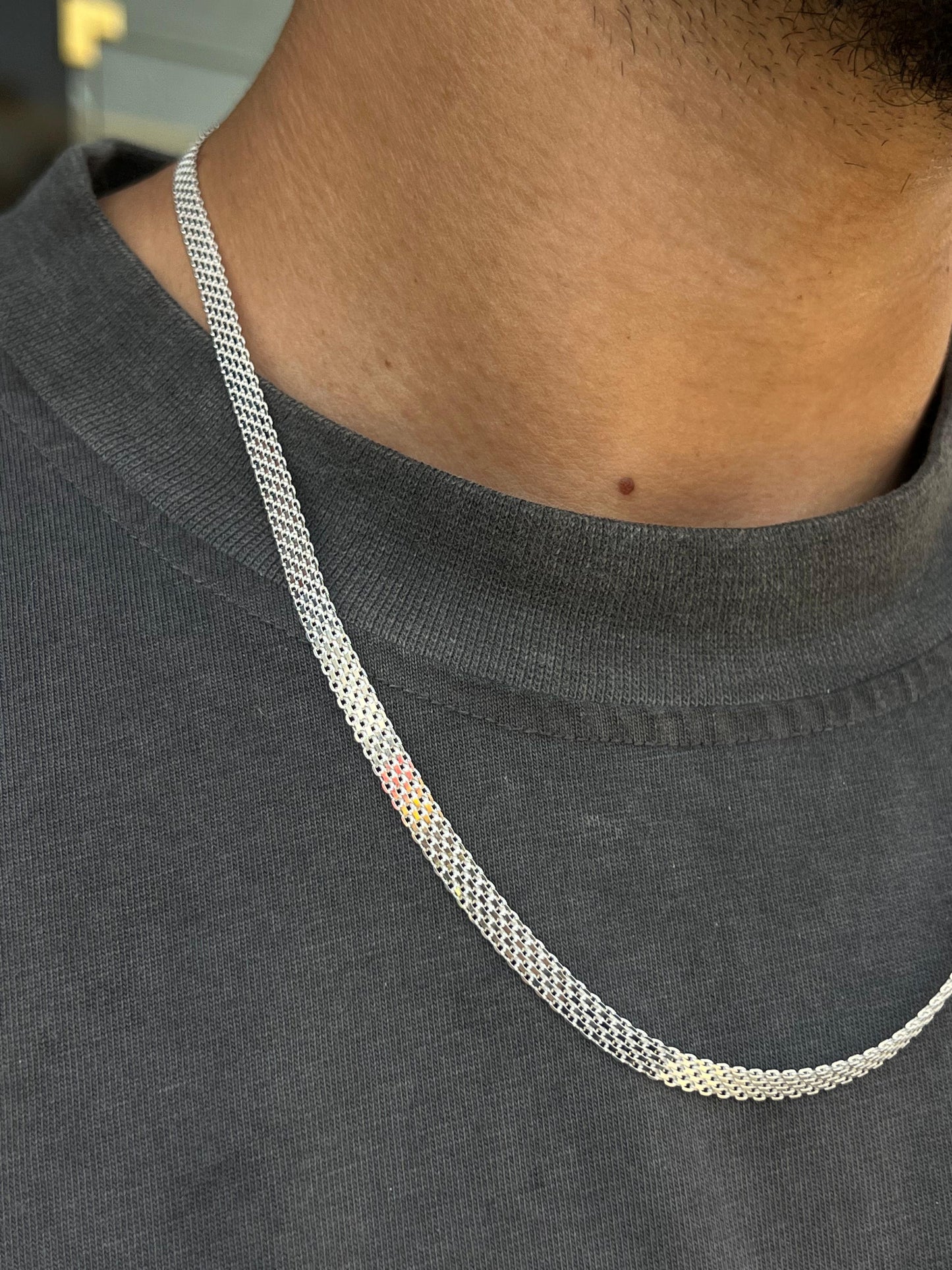 6mm Bismark Necklace For Men Sterling Silver925-(54cm)