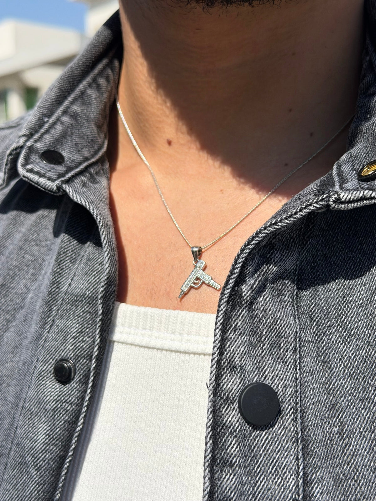Micro Uzi Necklaces for Men's Sterling Silver 925s