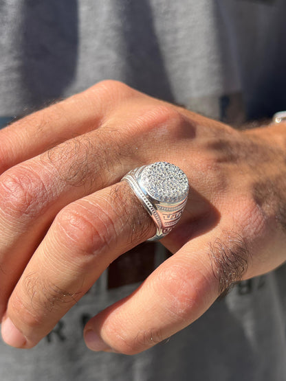 Oval Diamond Zirconia Ring for Men in Sterling Silver 925s