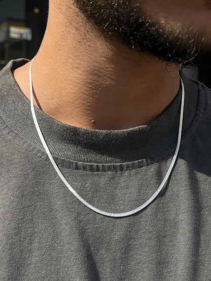 Engraved Snake Necklace For Men Sterling Silver925-(50cm-3mm)