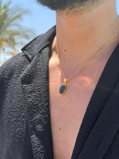 Natural labradorite stone Necklace Sterling Silver 925s