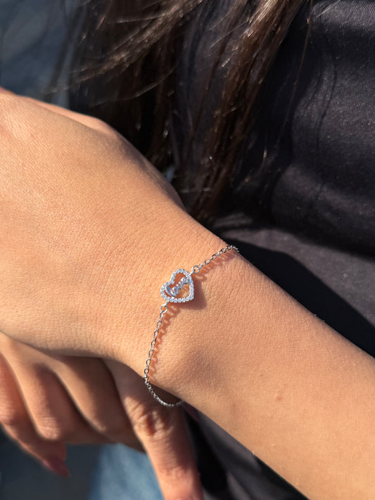 Love Heart Bracelet -in Sterling Silver -925
