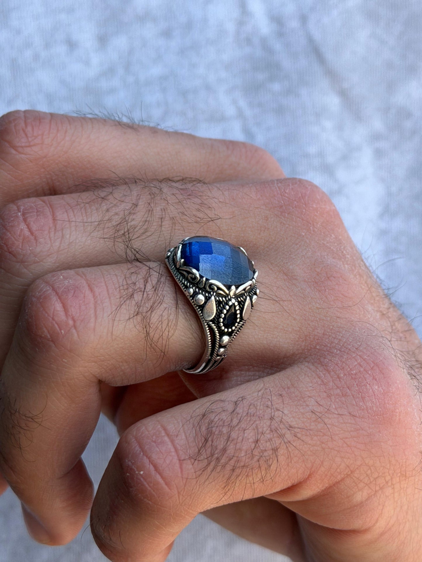 BLUE X Ring -for Men's Sterling Silver 925s
