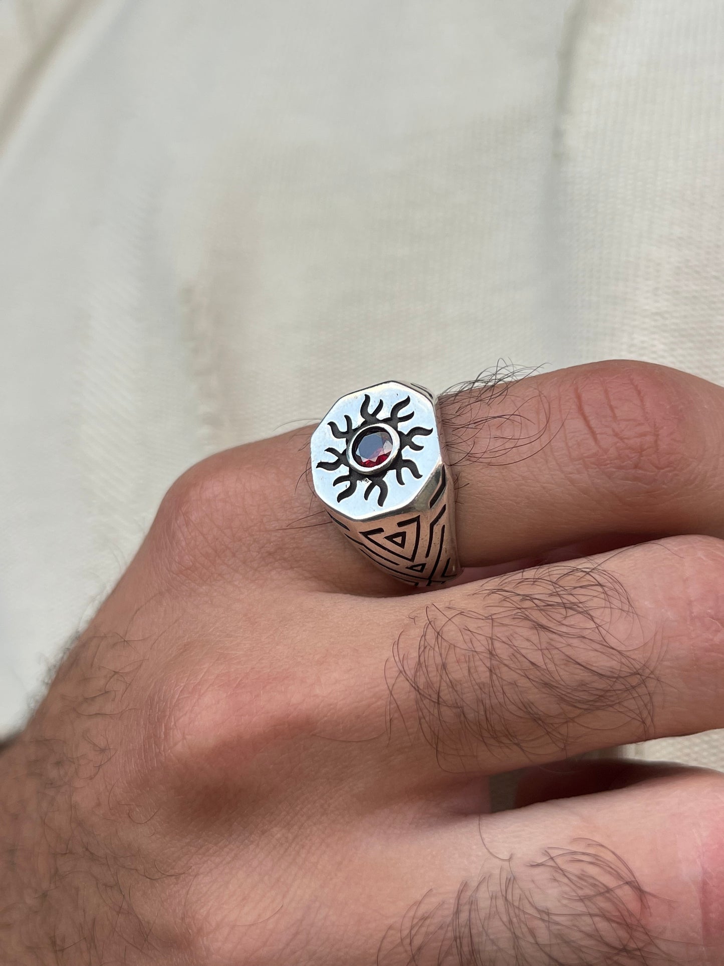 Sun Signet Ring -for Men's Sterling Silver 925s