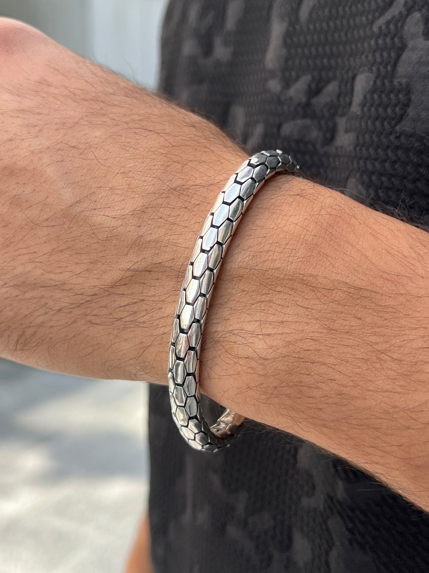 Snake Skin Bracelet for Men's Sterling Silver 925s