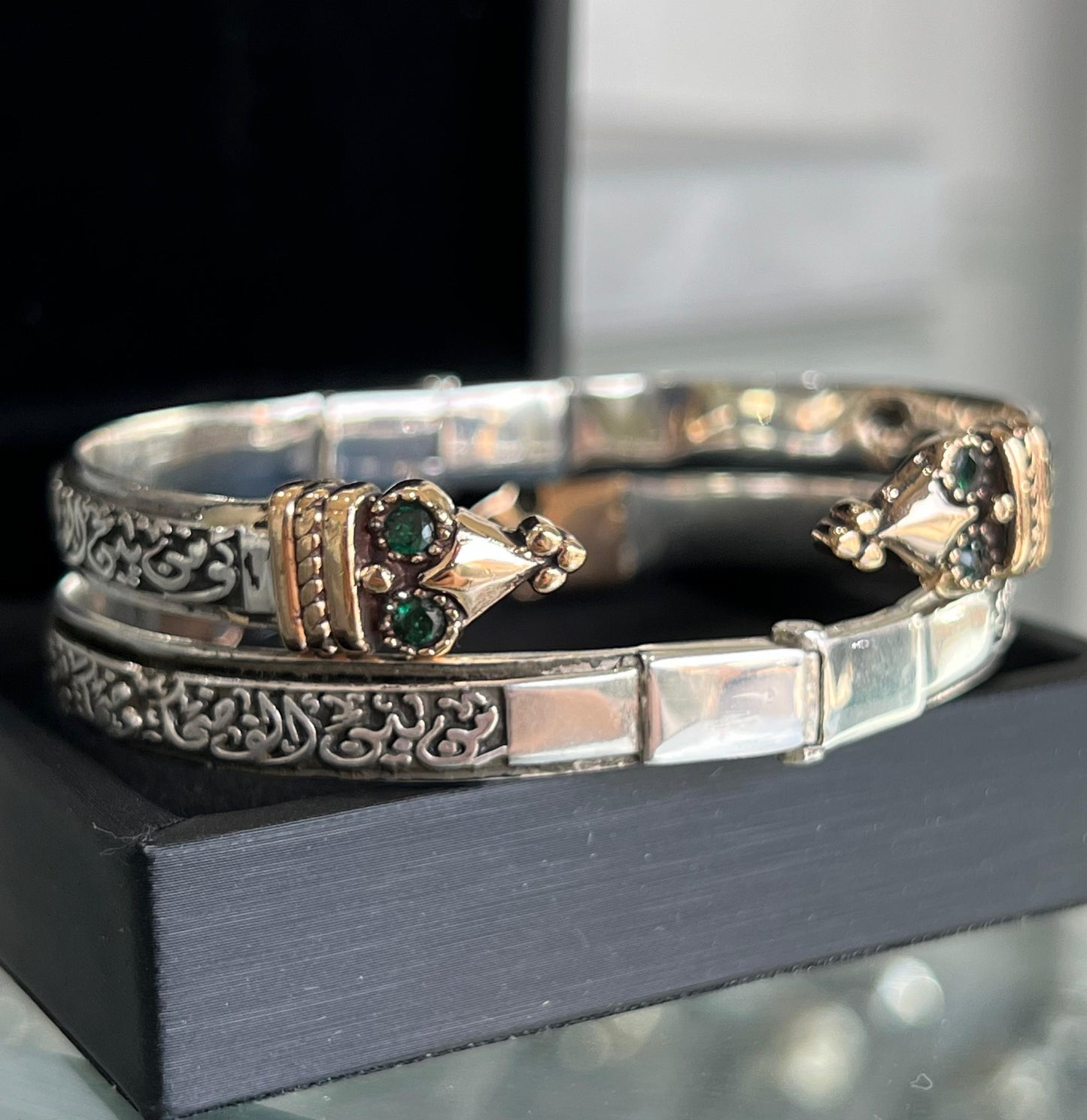 Handcrafted Arabic Cuff Bangle — Sterling Silver