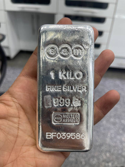 Sam 1kg Fine Silver Bar 999 – Price Based on Spot Market