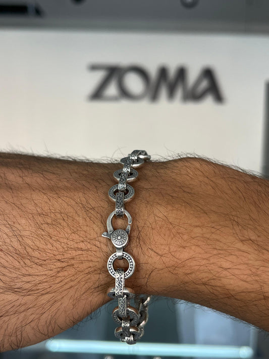 Punk Rock Bracelet for Men's Sterling Silver 925s-21cm