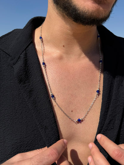 Blue beaded Chain in Sterling Silver 925s
