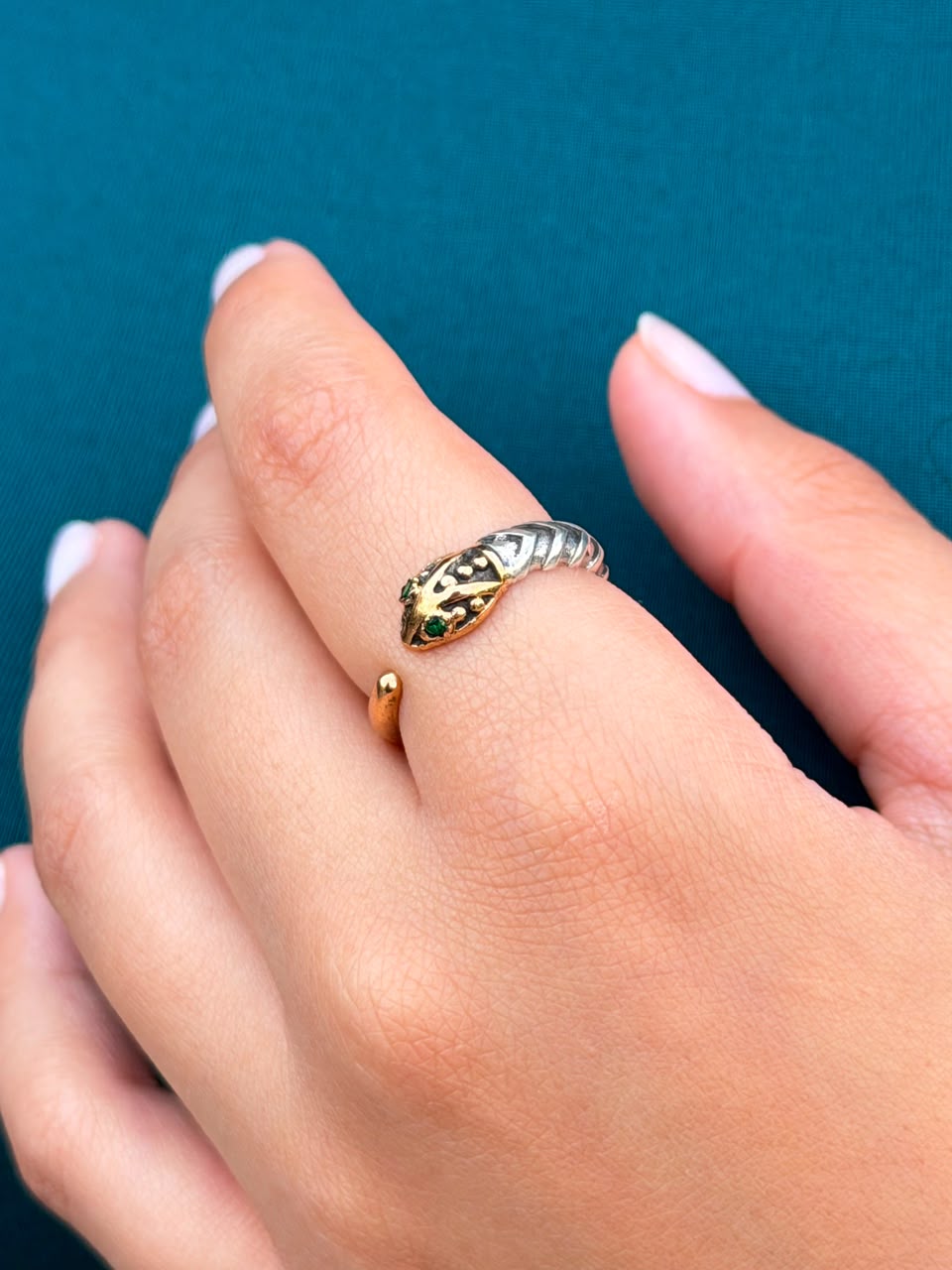 Serpentine Ring in Sterling Silver -925s