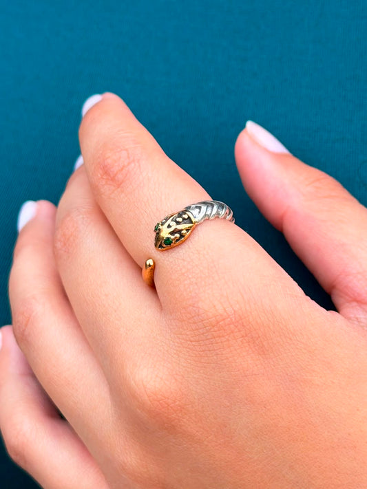 Serpentine Ring in Sterling Silver -925s