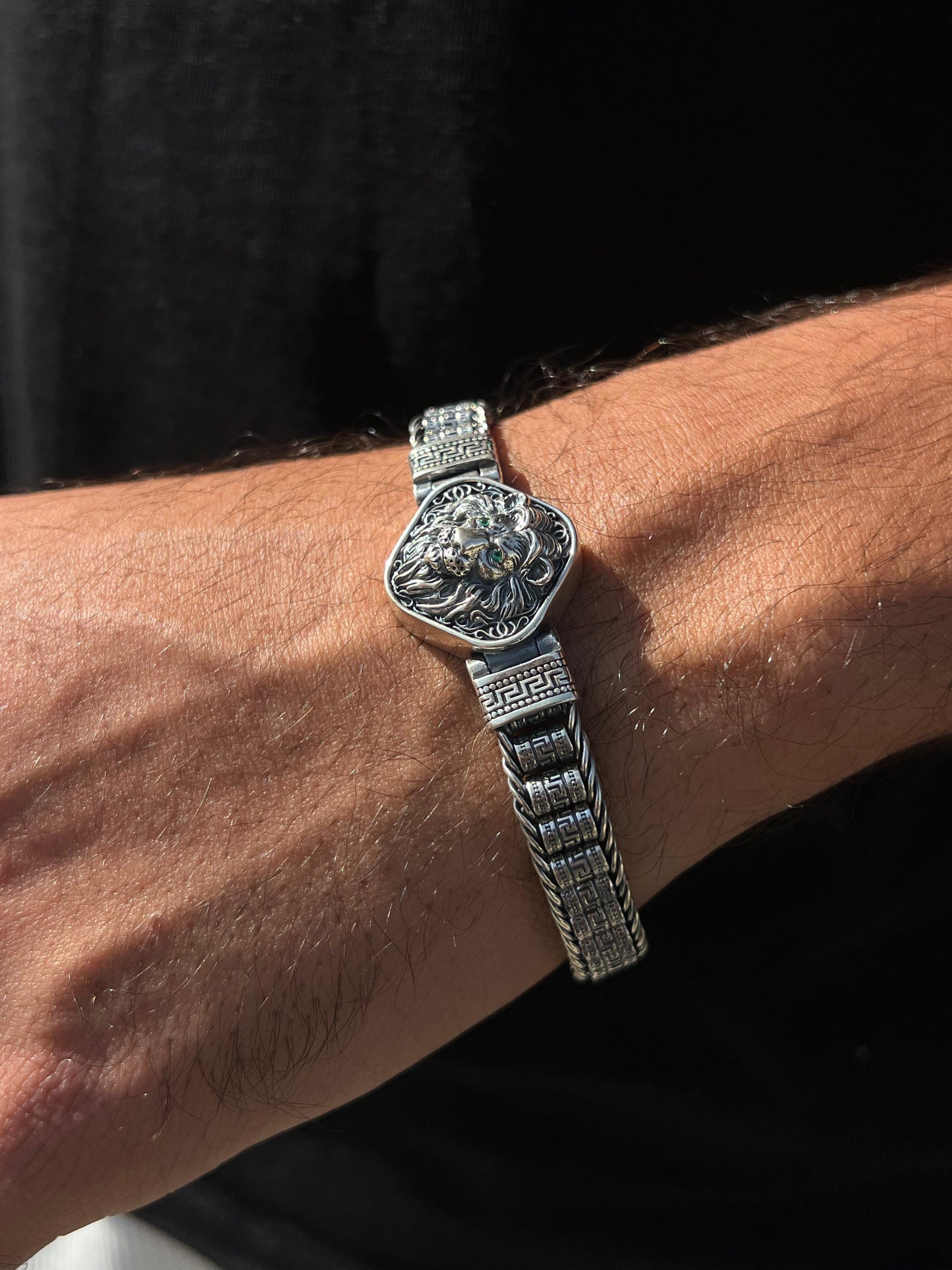 Massive Iconic Lion King Bracelet S925 Sterling Silver-(20cm-9mm)