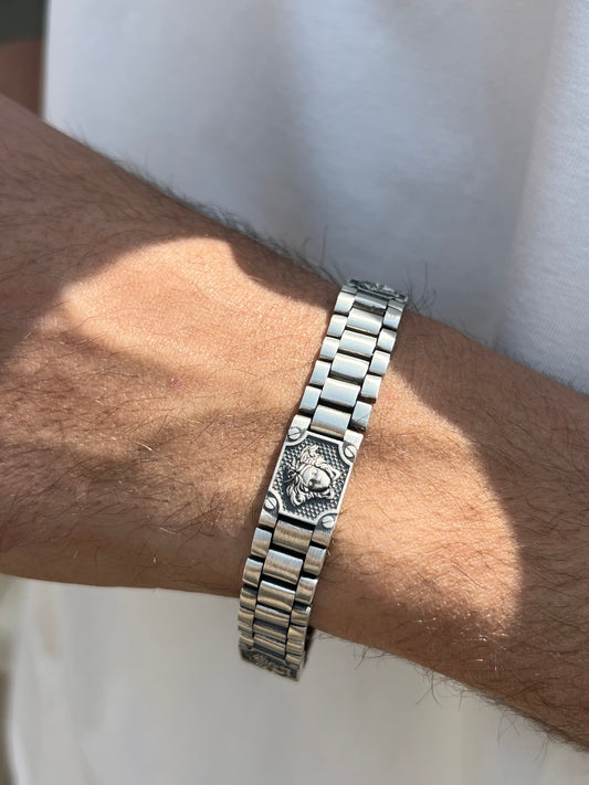 Sleek Versace-Inspired Bracelet for Men – Sterling Silver 925