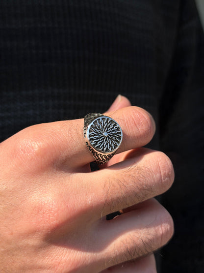 Dot Engraved Ring for Men in Sterling Silver 925s