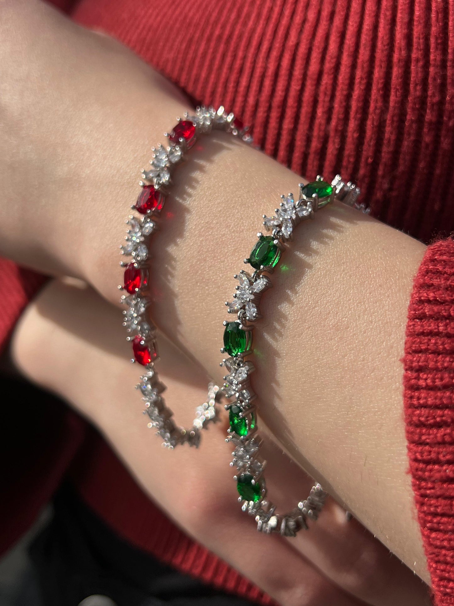 oval-cut cubic zirconia Bracelet -in Sterling Silver -925