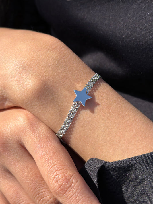 Sleek Star Mesh Bracelet -in Sterling Silver -925