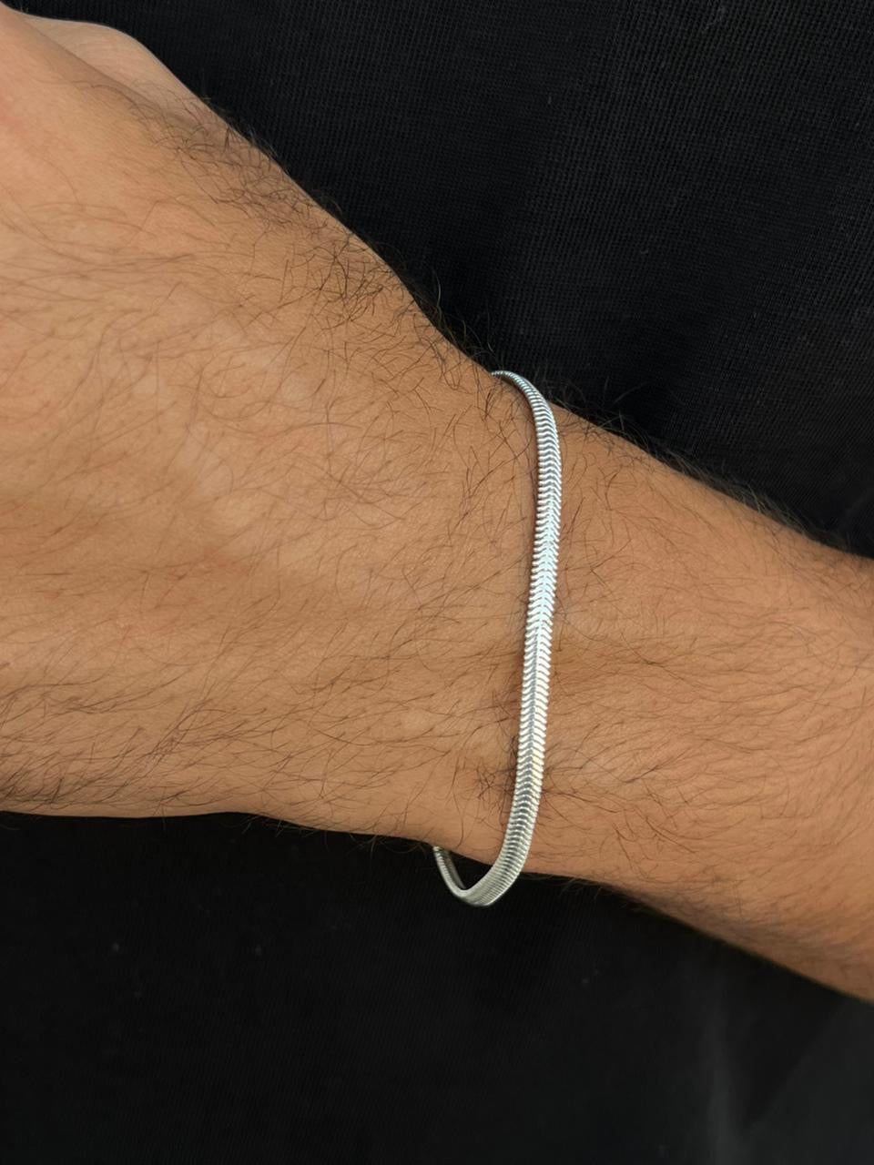 4mm Snake bracelet-for Men's Sterling Silver 925s-20cm