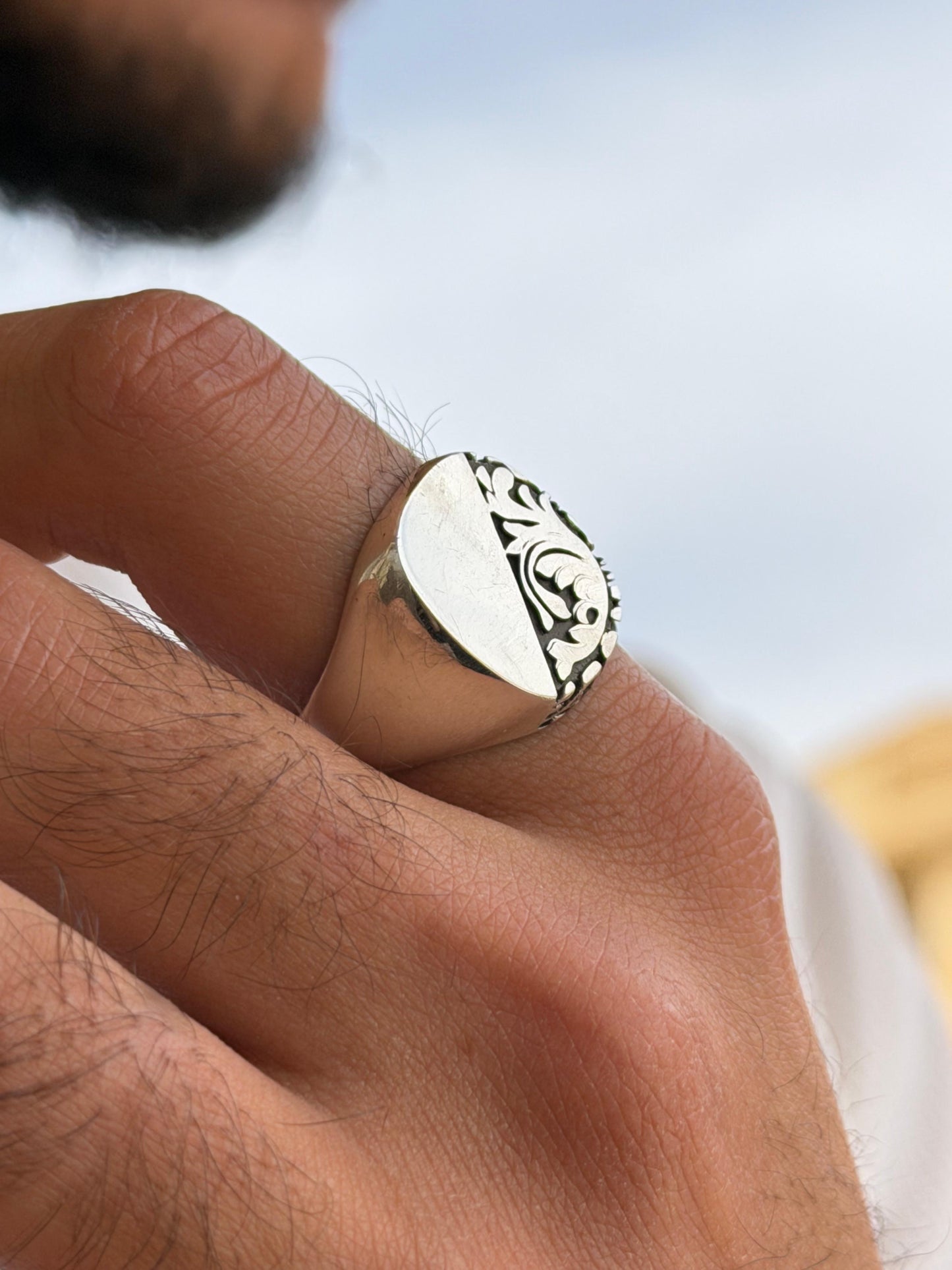 Dual Signet Ring for Men's Sterling Silver 925s