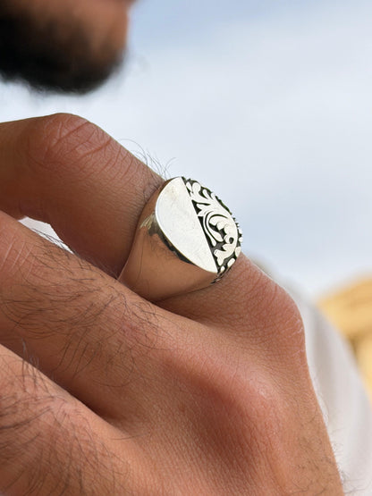 Dual Signet Ring for Men's Sterling Silver 925s
