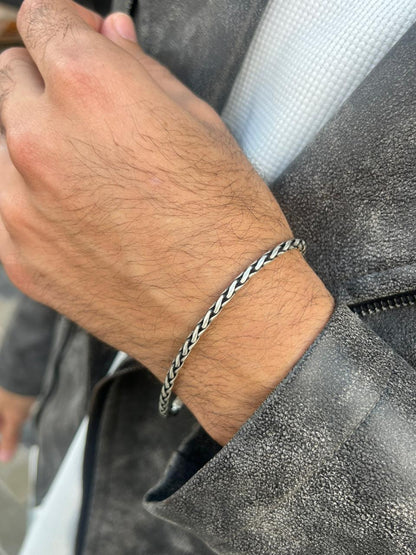 Polished Valor bracelet-for Men's Sterling Silver 925s (21cm-4mm)