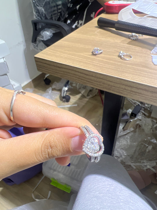 Twins Heart Ring Silver 925 Size-7