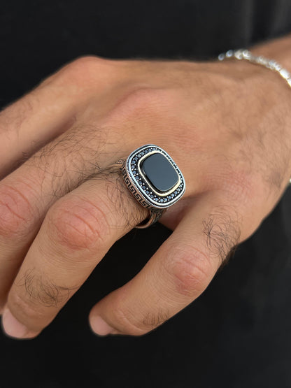Black Squared Ring in Sterling Silver 925s