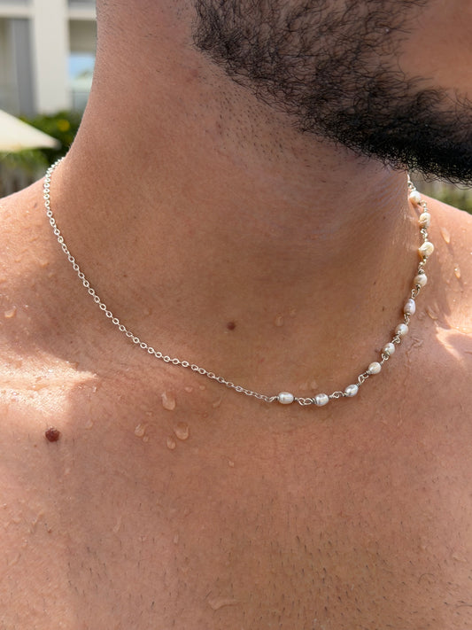 Equilibre Pearl  Necklace in Sterling Silver 925s