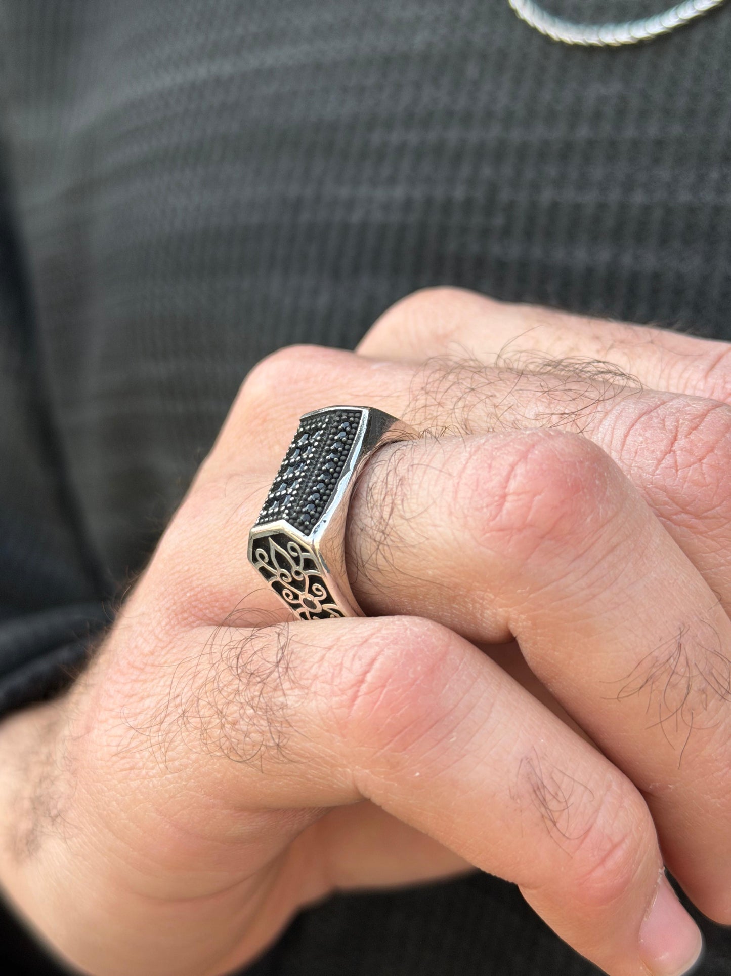 Victory black Ring -for Men's Sterling Silver 925s