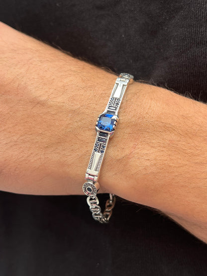 Hajar Azraq bracelet for men silver 925s