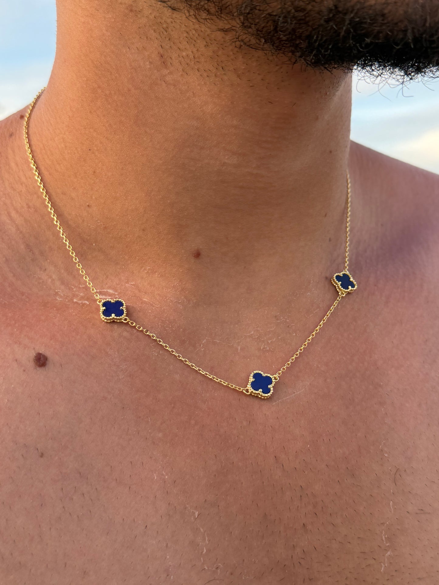 3 Clovers Chain in Sterling Silver 925s-Fine Gold Plated