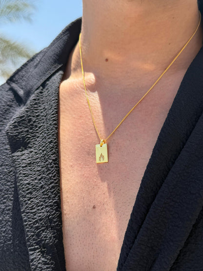 Flame Bar Necklace Sterling Silver 925s-Fine Gold Plated