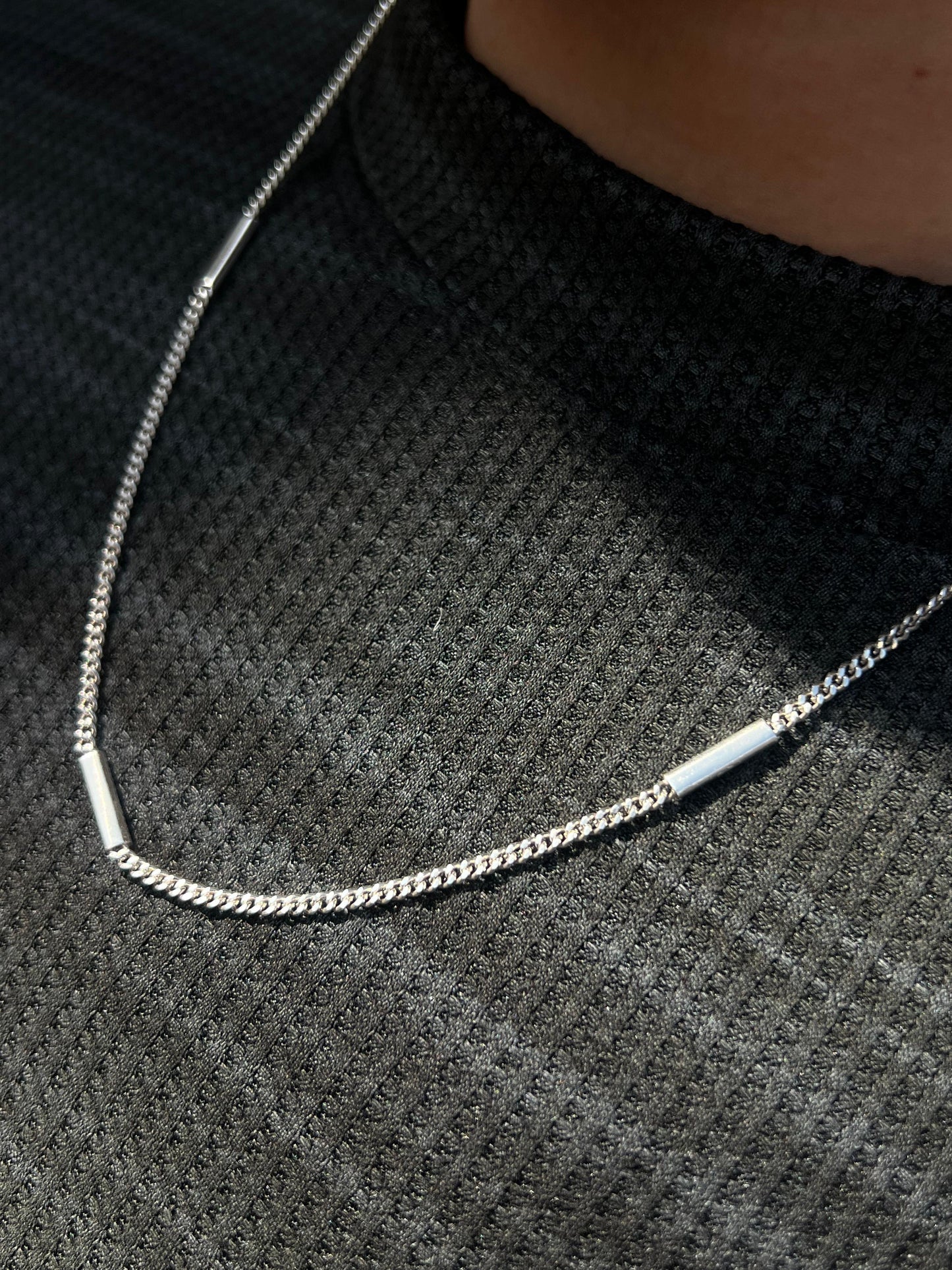 Sleek Bar Necklace for Men's Sterling Silver 925s- (55cm)