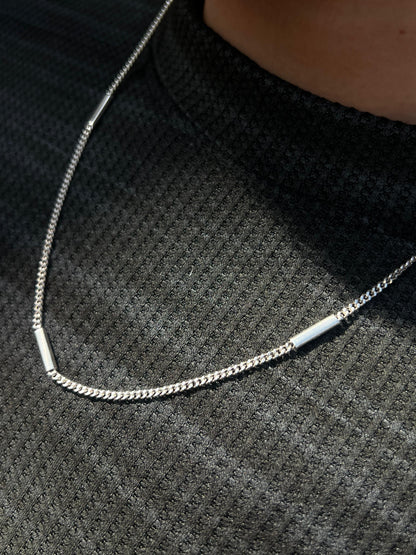 Sleek Bar Necklace for Men's Sterling Silver 925s- (55cm)