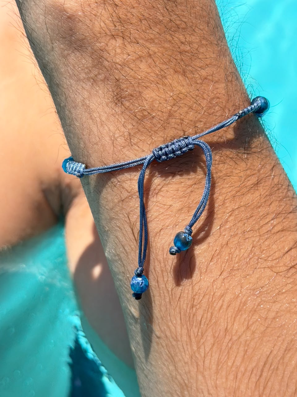 SuperMan Azure beads Adjustable Macramé Bracelet