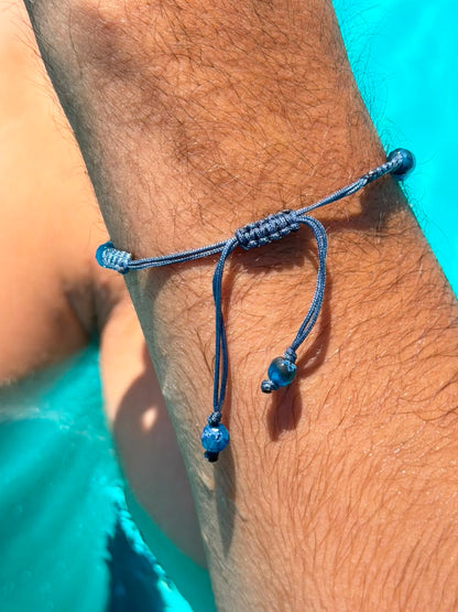 SuperMan Azure beads Adjustable Macramé Bracelet
