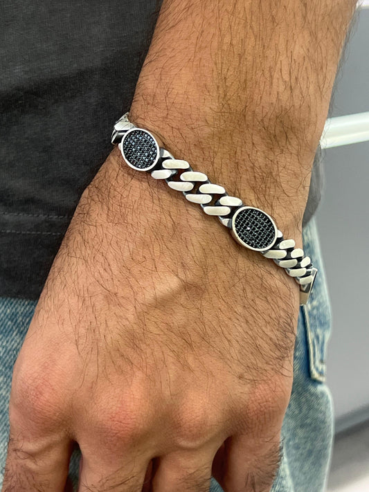 Shadow Knight-S925 Sterling Silver Bracelet for men-22cm