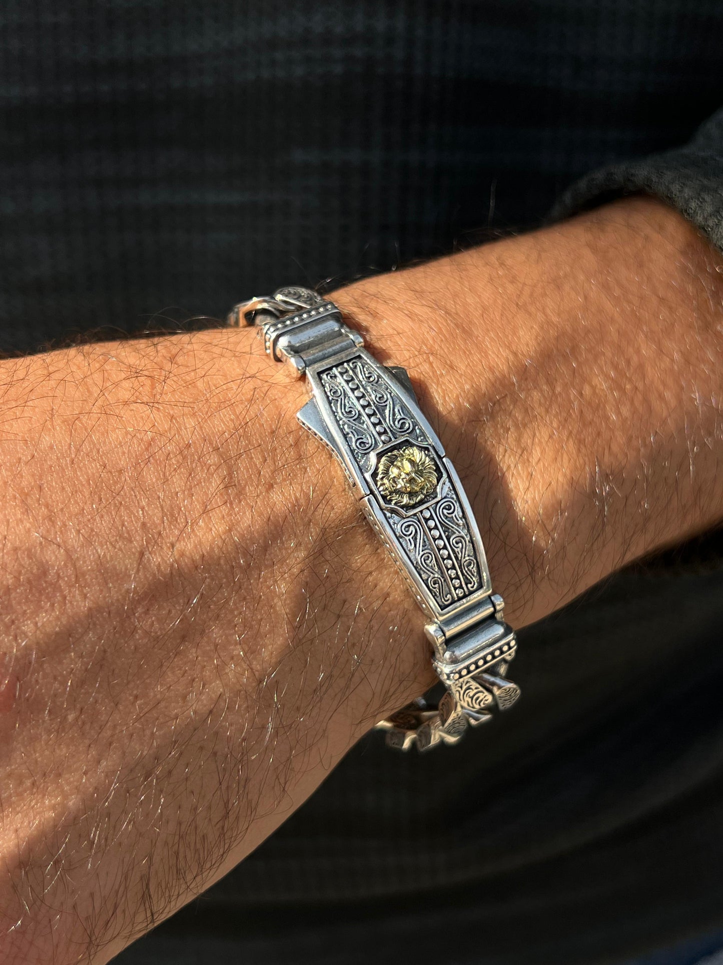 Lion Dominus Bracelet Sterling Silver 925s-(20cm-12mm)