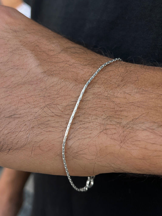 Sleek Bracelet for Men's Sterling Silver 925s-(2mm-21cm)