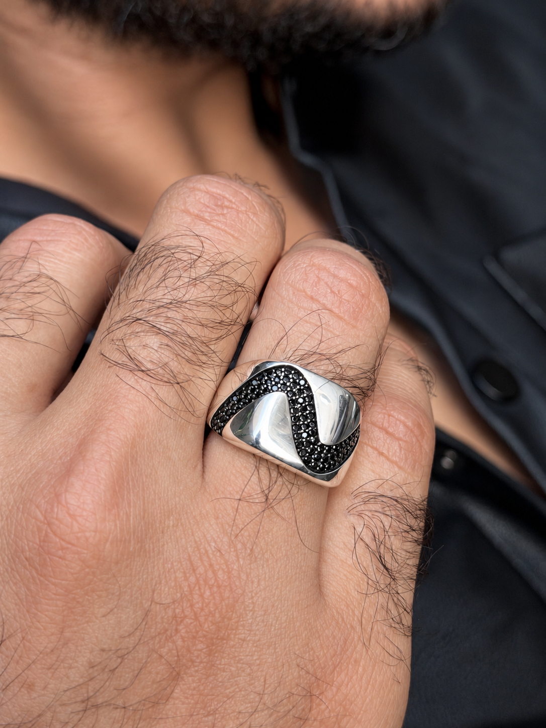Shadow wave Ring -Sterling Silver 925s
