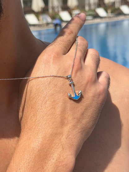 Anchor Opal Necklace in Sterling Silver 925s