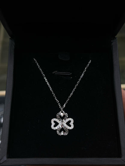Lucky Four leaf clover Necklace -sterling Silver-925s ( Tall)