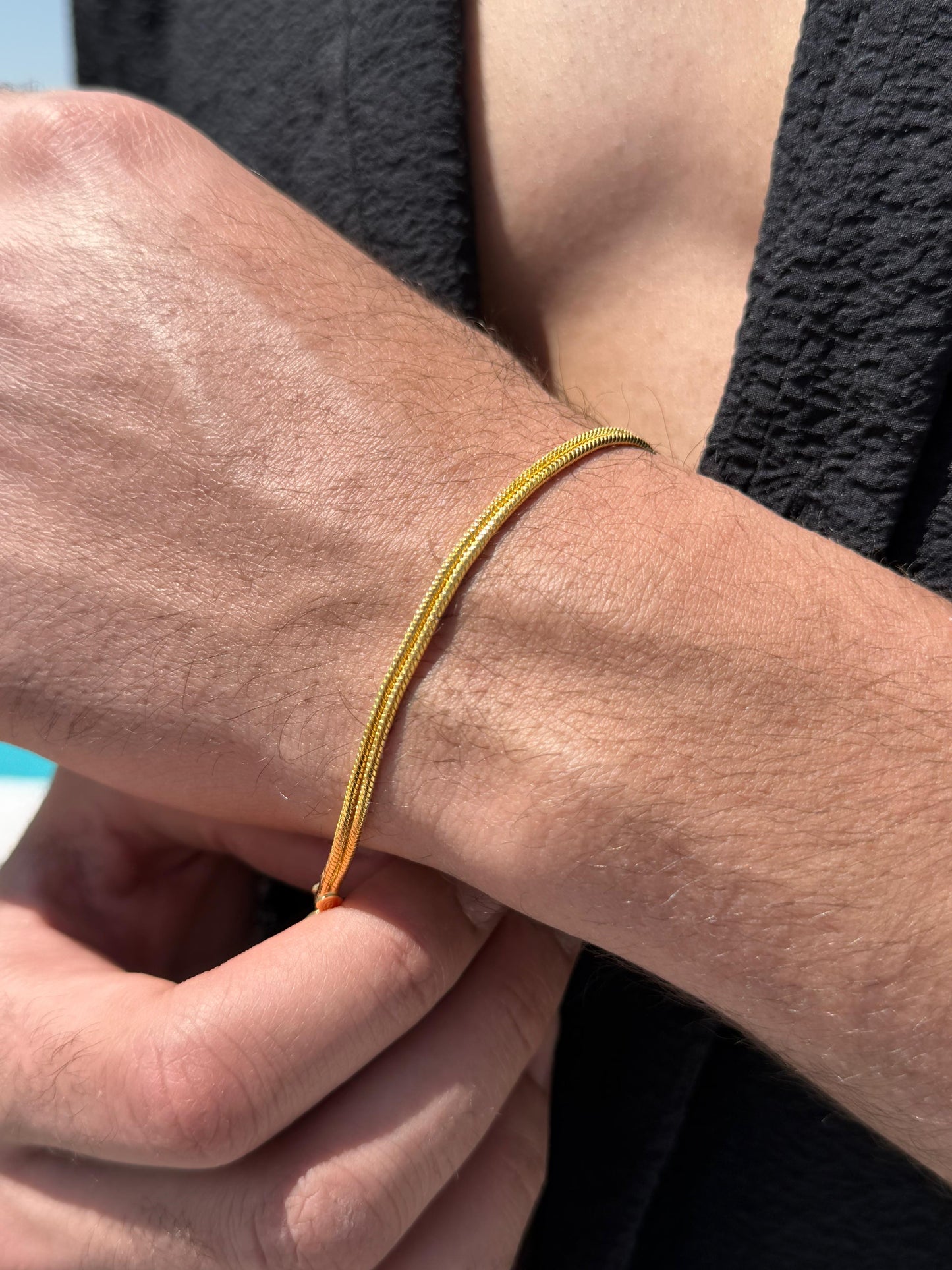 Double Rattail Bracelet Sterling Silver 925s- Gold Plated- 21cm