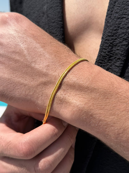 Double Rattail Bracelet Sterling Silver 925s- Gold Plated- 21cm