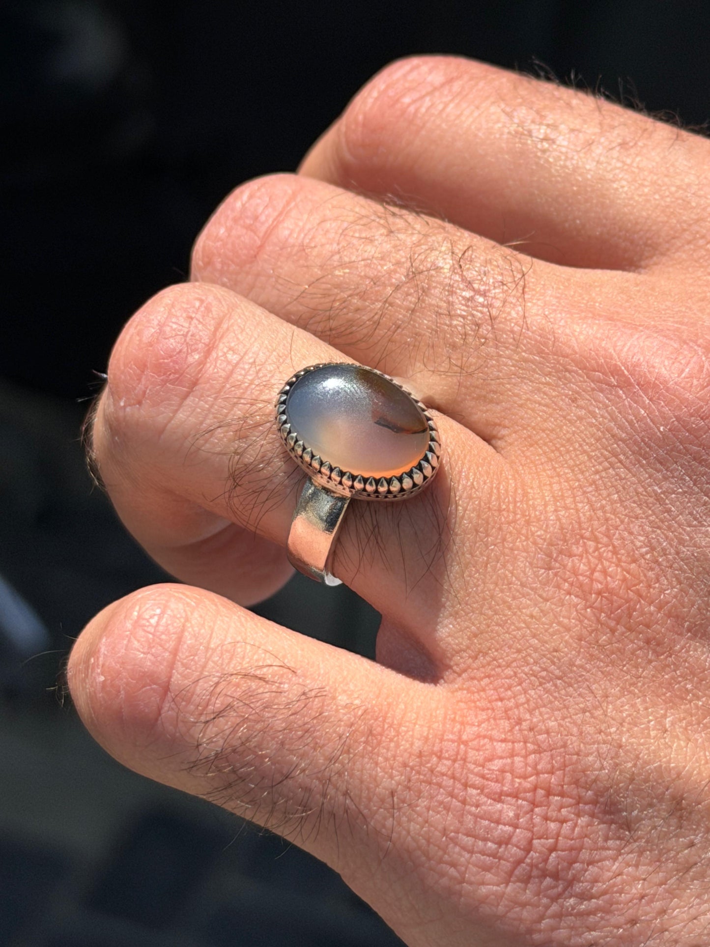 Agate Stone Ring -for Men's Sterling Silver 925s
