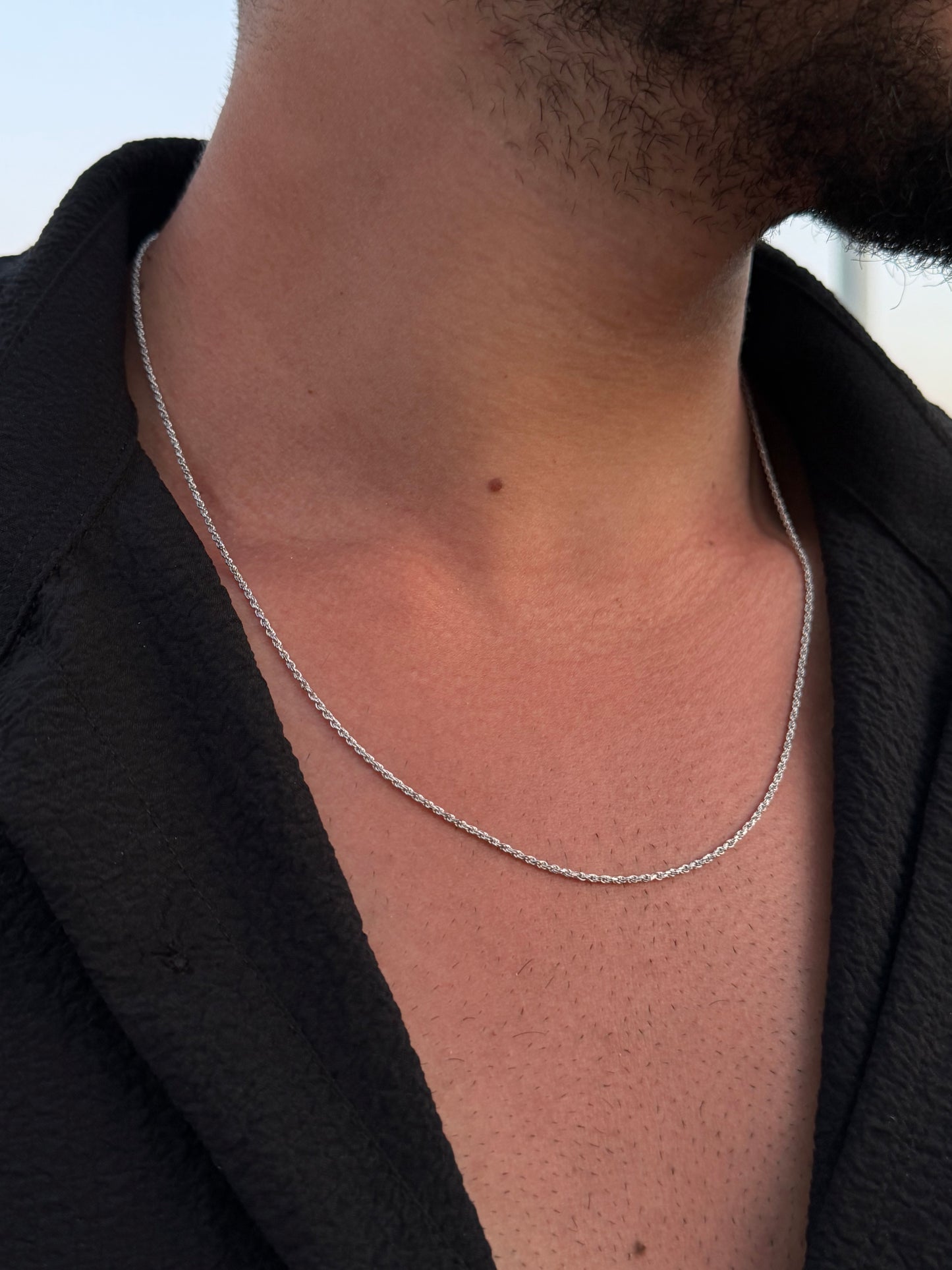 Slim Rope Necklace in Sterling Silver 925s