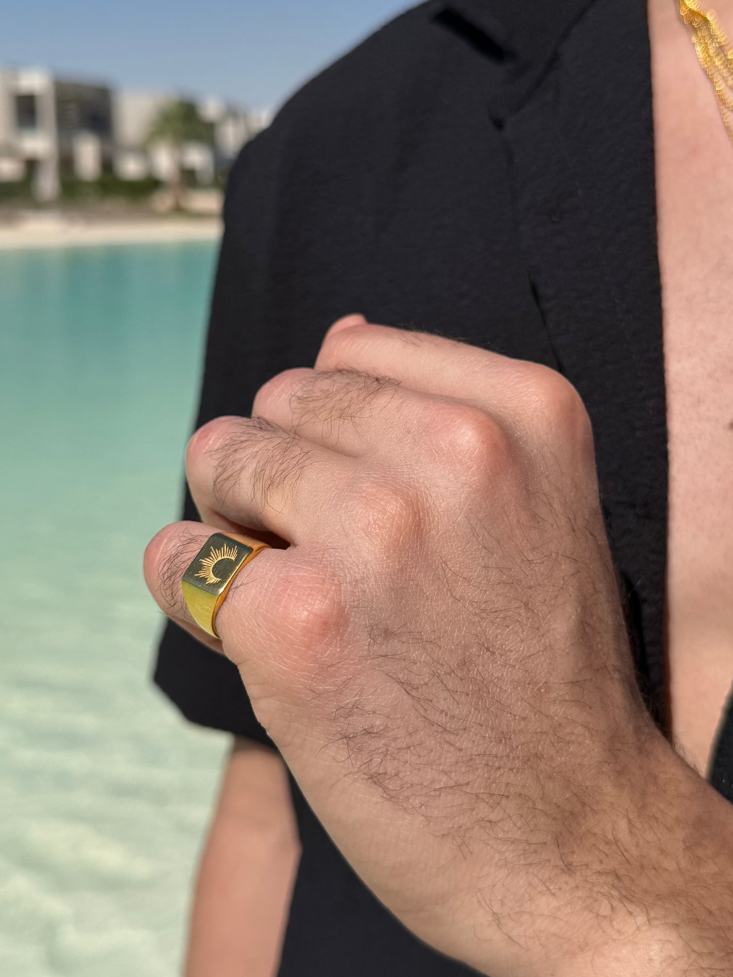 Sun Ring in Sterling Silver 925s-Fine Gold Plated
