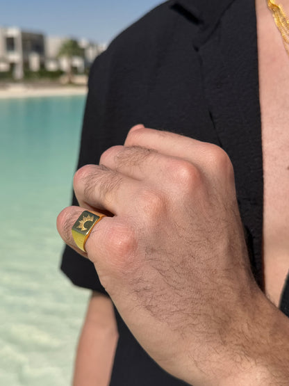 Sun Ring in Sterling Silver 925s-Fine Gold Plated